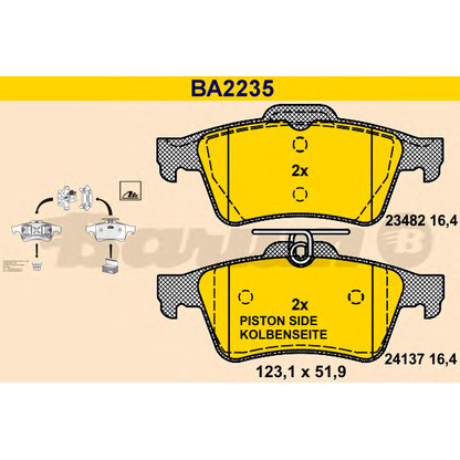 Photo Brake Pad Set, disc brake BARUM BA2235
