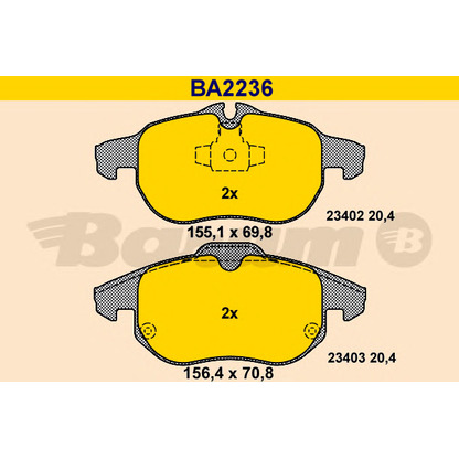 Photo Brake Pad Set, disc brake BARUM BA2236