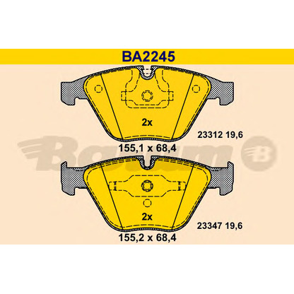 Photo Brake Pad Set, disc brake BARUM BA2245