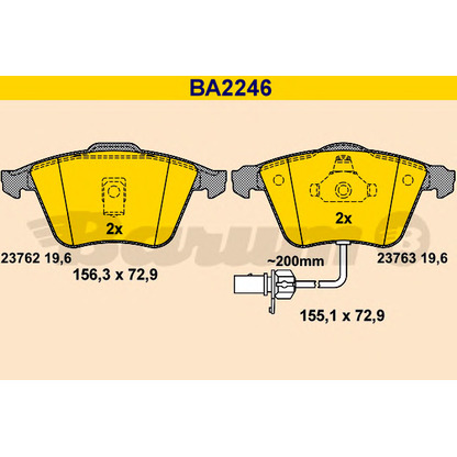 Photo Kit de plaquettes de frein, frein à disque BARUM BA2246