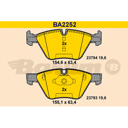 Photo Brake Pad Set, disc brake BARUM BA2252