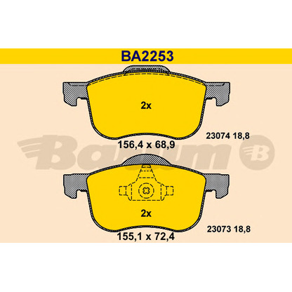 Photo Kit de plaquettes de frein, frein à disque BARUM BA2253