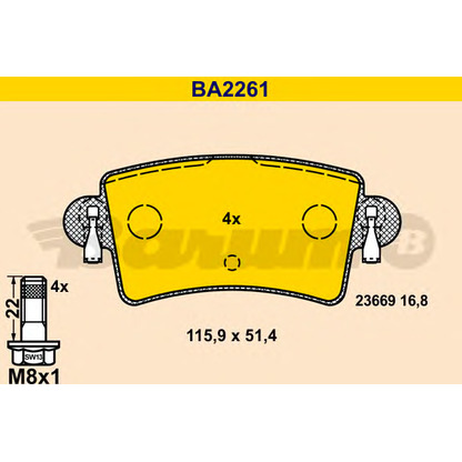 Photo Kit de plaquettes de frein, frein à disque BARUM BA2261