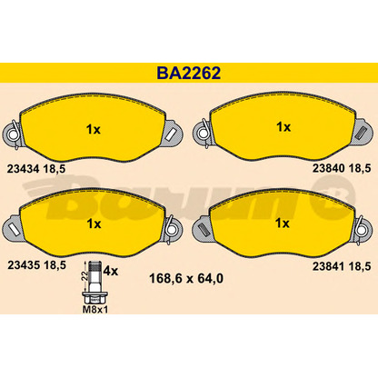 Photo Kit de plaquettes de frein, frein à disque BARUM BA2262