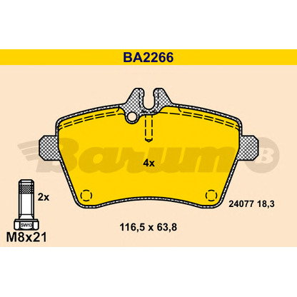 Foto Kit pastiglie freno, Freno a disco BARUM BA2266