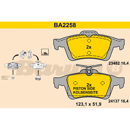 Photo Kit de plaquettes de frein, frein à disque BARUM BA2258