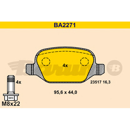 Photo Kit de plaquettes de frein, frein à disque BARUM BA2271