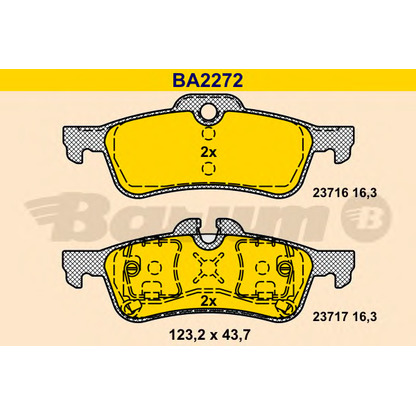 Photo Kit de plaquettes de frein, frein à disque BARUM BA2272