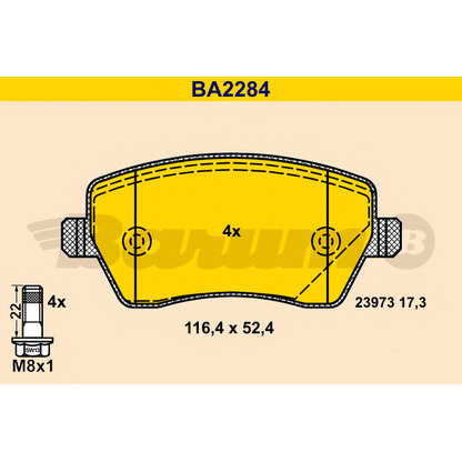 Photo Kit de plaquettes de frein, frein à disque BARUM BA2284