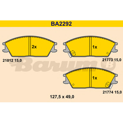 Foto Kit pastiglie freno, Freno a disco BARUM BA2292