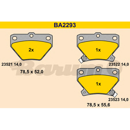 Foto Bremsbelagsatz, Scheibenbremse BARUM BA2293