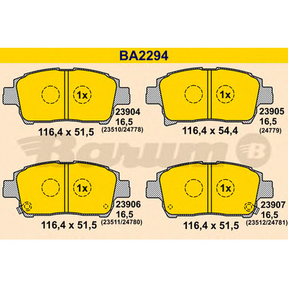 Photo Brake Pad Set, disc brake BARUM BA2294