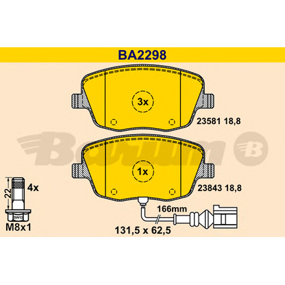 Photo Brake Pad Set, disc brake BARUM BA2298