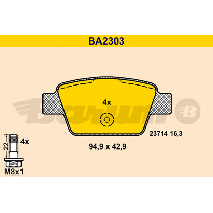 Photo Brake Pad Set, disc brake BARUM BA2303