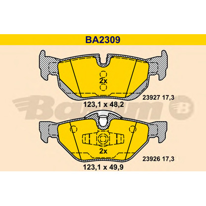 Photo Brake Pad Set, disc brake BARUM BA2309