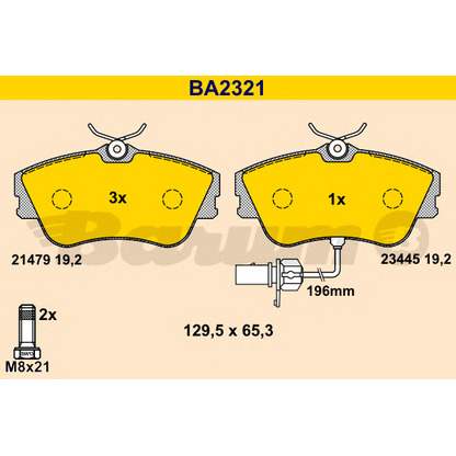 Foto Bremsbelagsatz, Scheibenbremse BARUM BA2321