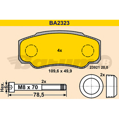 Photo Brake Pad Set, disc brake BARUM BA2323