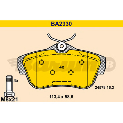 Photo Brake Pad Set, disc brake BARUM BA2330