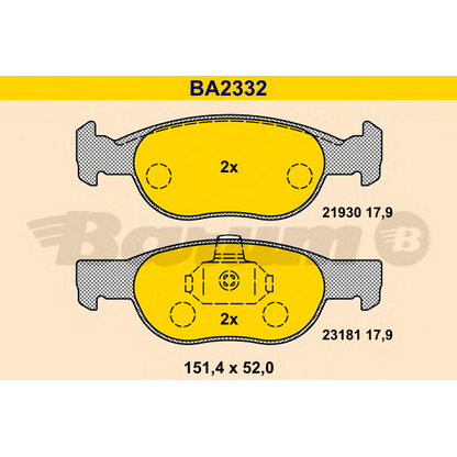 Foto Kit pastiglie freno, Freno a disco BARUM BA2332