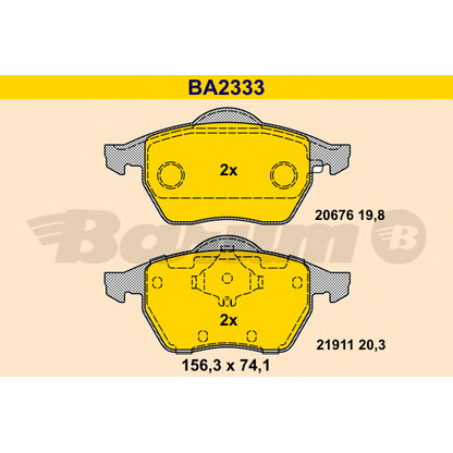Photo Brake Pad Set, disc brake BARUM BA2333