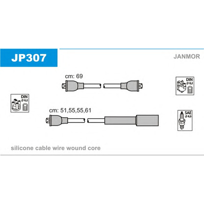 Фото Комплект проводов зажигания JANMOR JP307