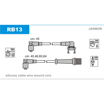 Zdjęcie Zestaw przewodów zapłonowych JANMOR RB13