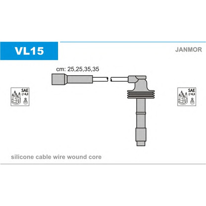 Zdjęcie Zestaw przewodów zapłonowych JANMOR VL15