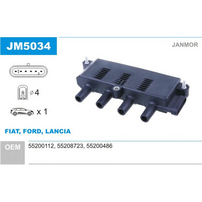 Foto Bobina de encendido JANMOR JM5034