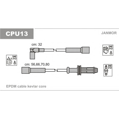 Фото Комплект проводов зажигания JANMOR CPU13