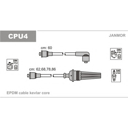 Фото Комплект проводов зажигания JANMOR CPU4
