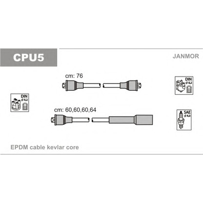 Фото Комплект проводов зажигания JANMOR CPU5