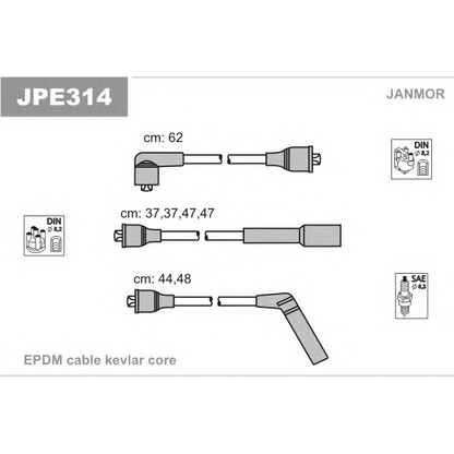 Фото Комплект проводов зажигания JANMOR JPE314