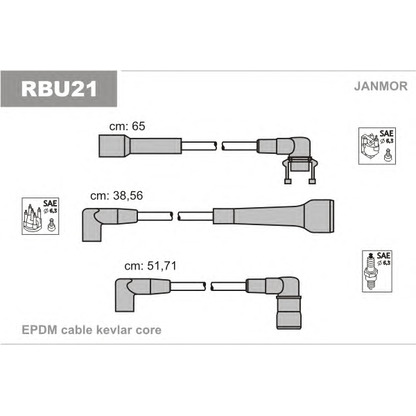 Zdjęcie Zestaw przewodów zapłonowych JANMOR RBU21