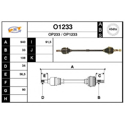 Foto Albero motore/Semiasse SNRA O1233