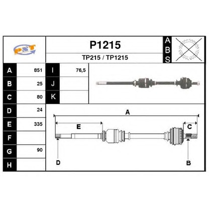 Photo Drive Shaft SNRA P1215