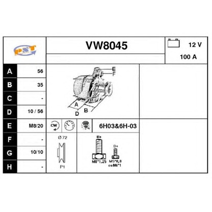 Foto Alternador SNRA VW8045