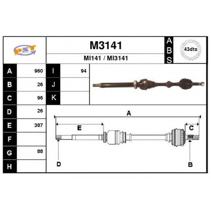 Photo Drive Shaft SNRA M3141