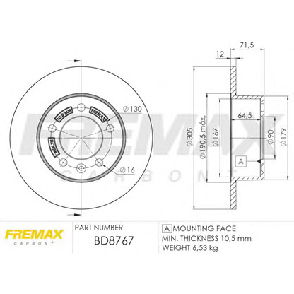 Фото Тормозной диск FREMAX BD8767