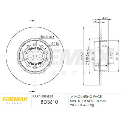 Foto Disco de freno FREMAX BD3610