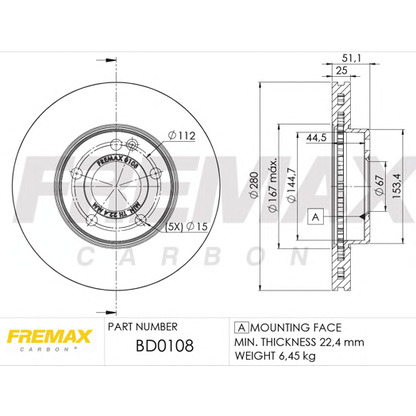 Foto Disco  freno FREMAX BD0108