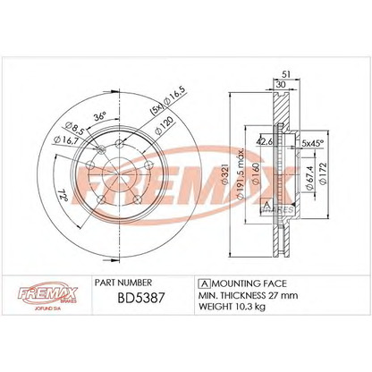 Foto Disco  freno FREMAX BD5387