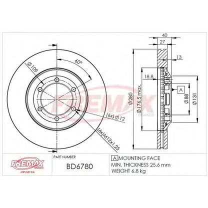 Foto Disco  freno FREMAX BD6780