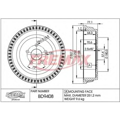 Photo Brake Drum FREMAX BD9408