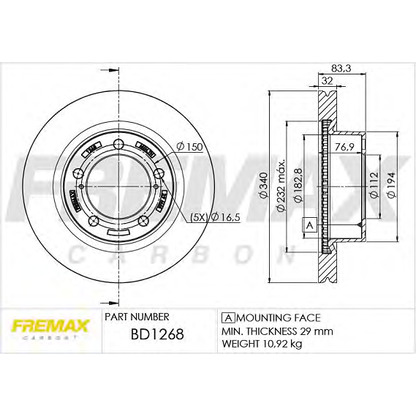 Фото Тормозной диск FREMAX BD1268