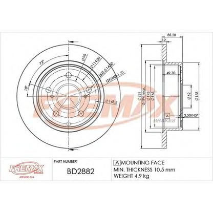 Photo Brake Disc FREMAX BD2882