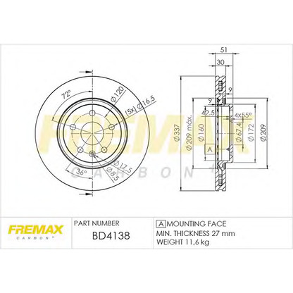 Foto Disco  freno FREMAX BD4138