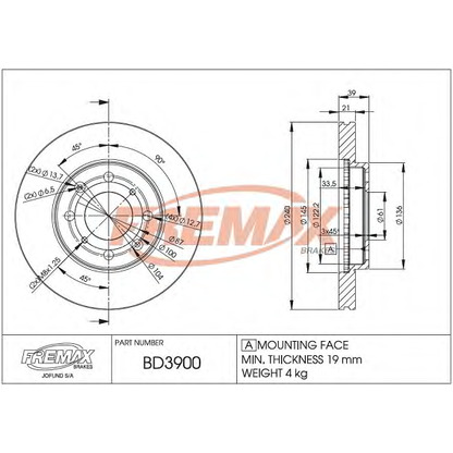 Foto Disco  freno FREMAX BD3900