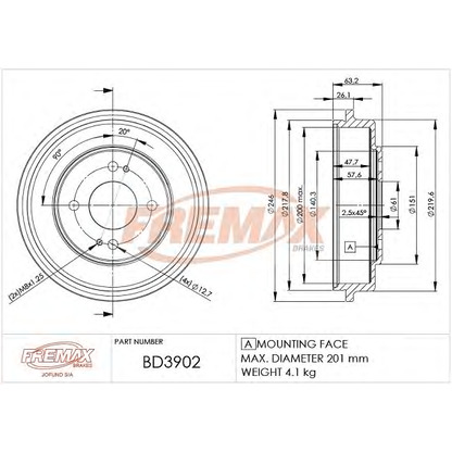 Foto Tambor de freno FREMAX BD3902