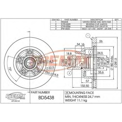 Photo Brake Disc FREMAX BD5438