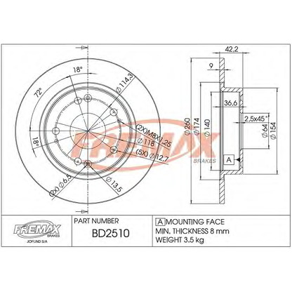 Photo Brake Disc FREMAX BD2510